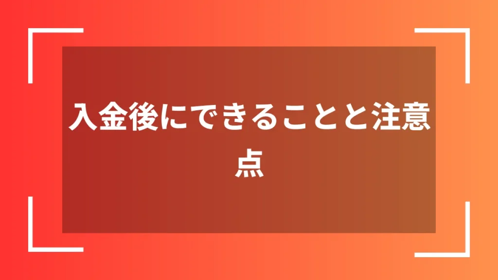 入金後にできることと注意点