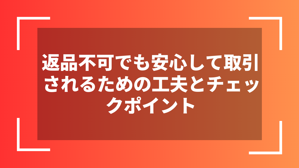 返品不可でも安心して取引されるための工夫とチェックポイント