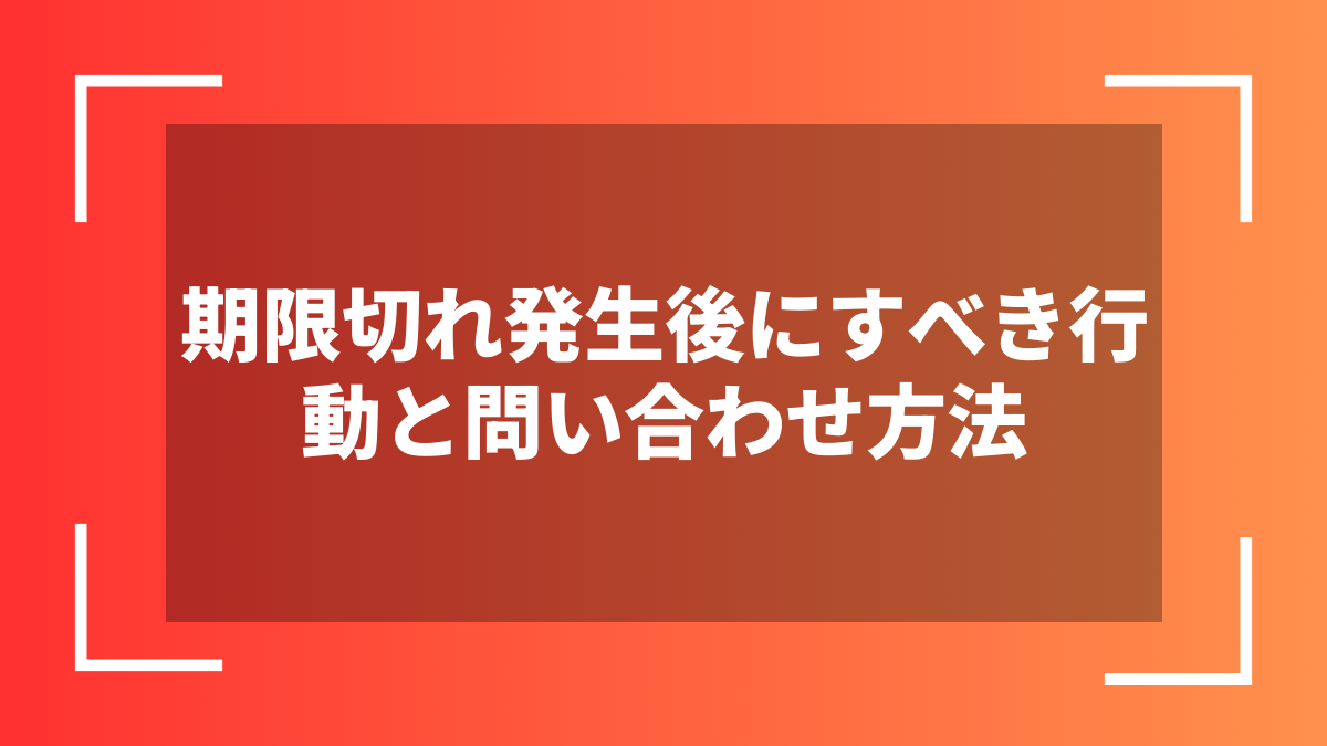 期限切れ発生後にすべき行動と問い合わせ方法