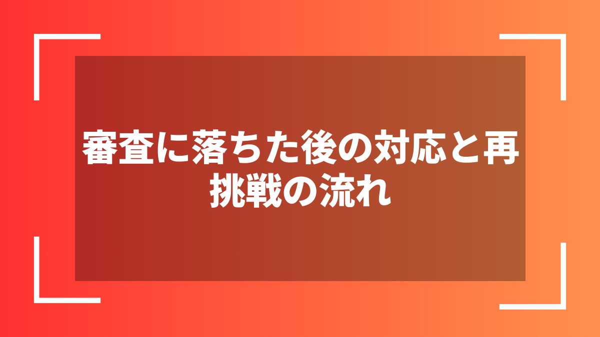審査に落ちた後の対応と再挑戦の流れ