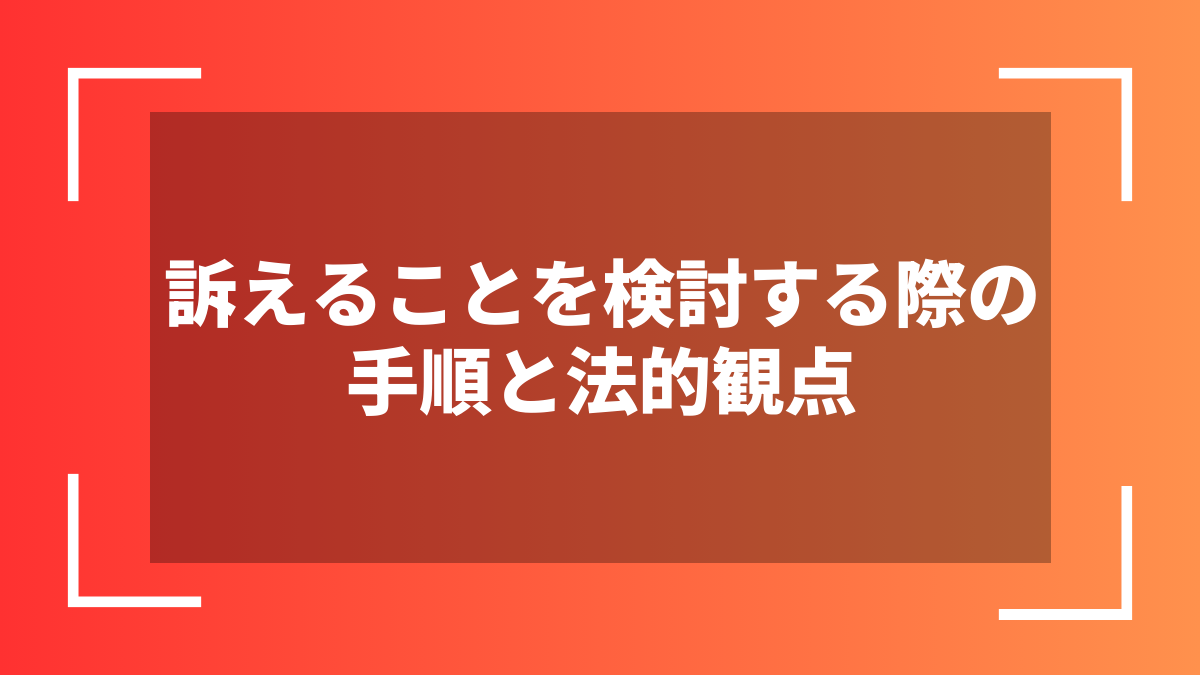 訴えることを検討する際の手順と法的観点