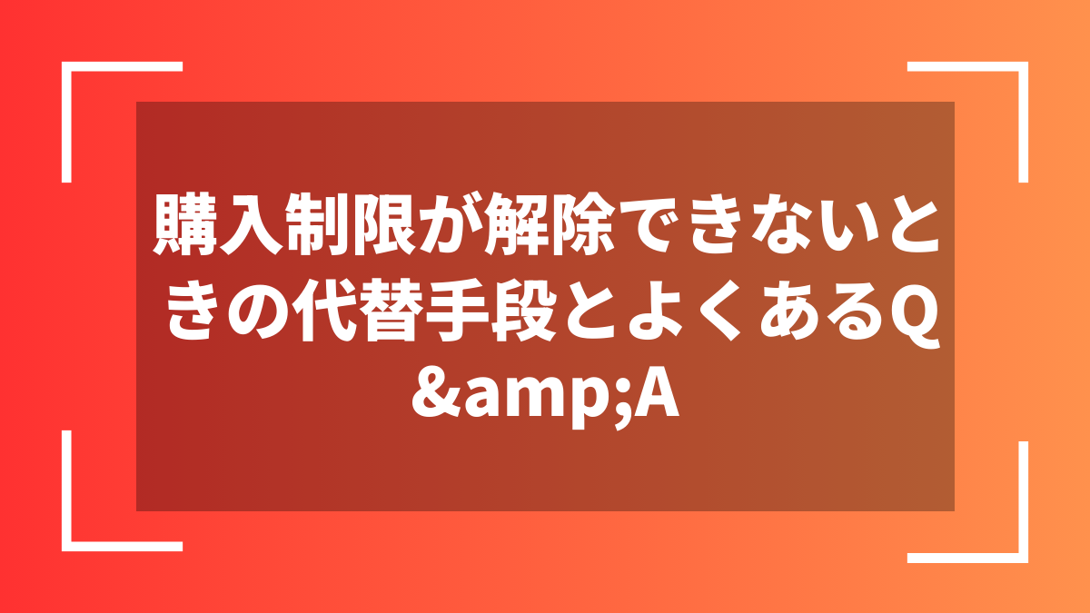 購入制限が解除できないときの代替手段とよくあるQ&A